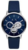 Armani Exchange Cayde Chronograph Blue Dial Blue Leather Strap Watch for Men - AX2746