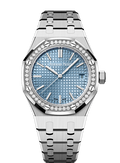 Audemars Piguet Royal Oak Diamonds Light Blue Dial Silver Steel Strap Watch for Women - 15551ST.ZZ.1356ST.04