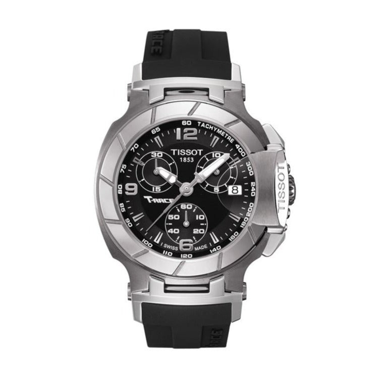 Tissot T Race Chronograph Black Dial Black Rubber Strap Watch for Women - T048.217.17.057.00