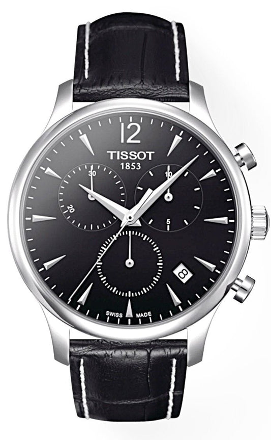 Tissot T Classic Tradition Black Dial Black Leather Strap Watch For Men - T063.617.16.057.00