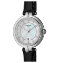 Tissot T Lady Flamingo Mother of Pearl Dial Black Leather Strap Watch for Women - T094.210.16.111.00