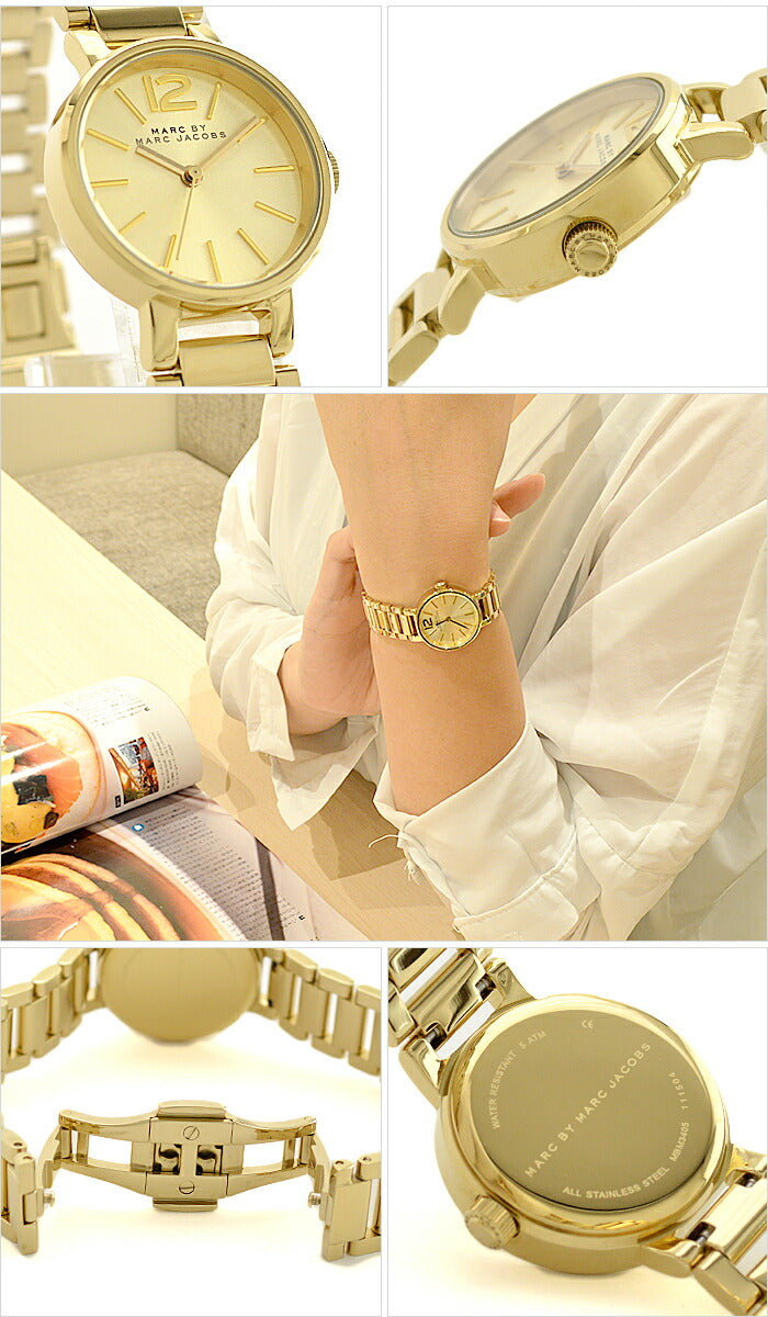 Marc Jacobs Peggy Gold Dial Gold Steel Strap Watch for Women - MBM3405