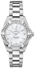 Tag Heuer Aquaracer Diamonds Mother of Pearl Dial Silver Steel Strap Watch for Women - WBD1313.BA0740