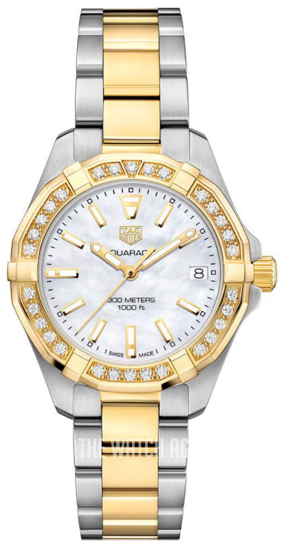 Tag Heuer Aquaracer Diamonds Mother of Pearl Dial Two Tone Steel Strap Watch for Women - WBD1321.BB0320