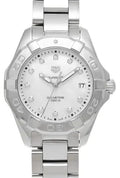 Tag Heuer Aquaracer Diamonds Mother of Pearl Dial Silver Steel Strap Watch for Women - WBD131B.BA0748