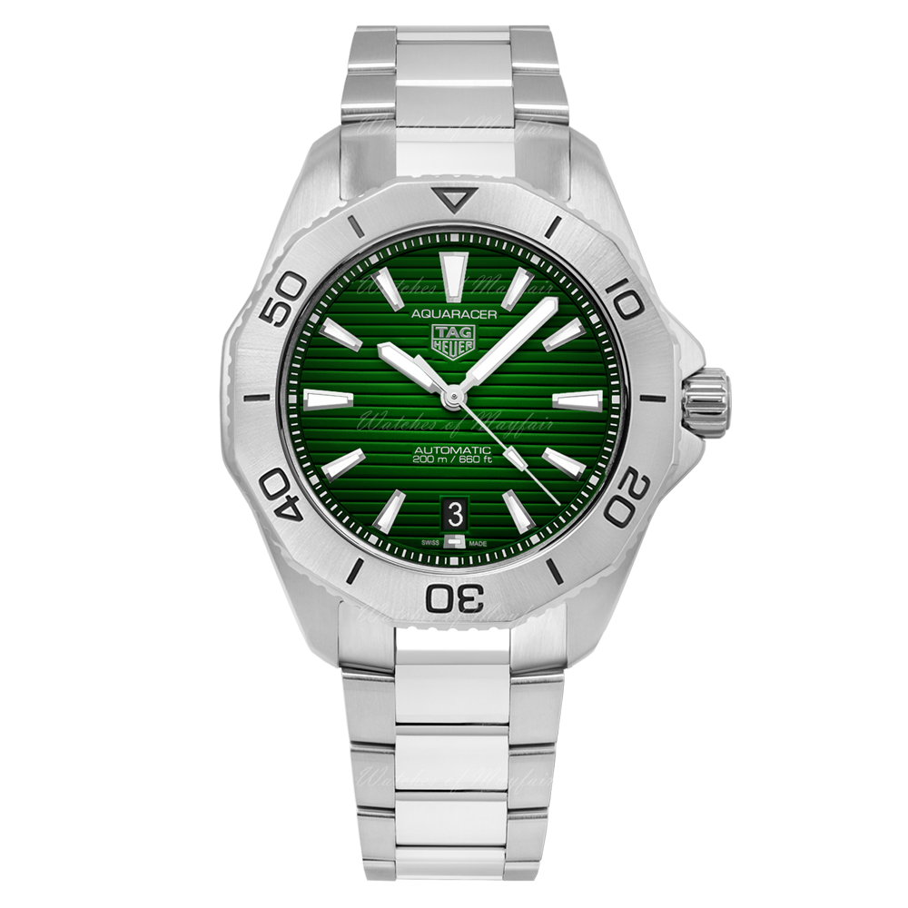 Tag Heuer Aquaracer Professional 200 Automatic Green Dial Silver Steel Strap Watch for Men - WBP2115.BA0627