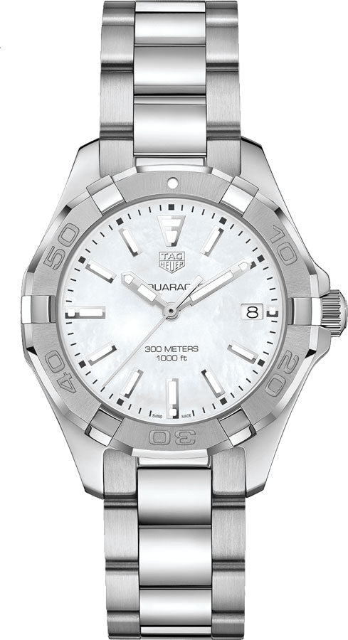 Tag Heuer Aquaracer Mother of Pearl Dial Silver Steel Strap Watch for Women - WBD131A.BA0748