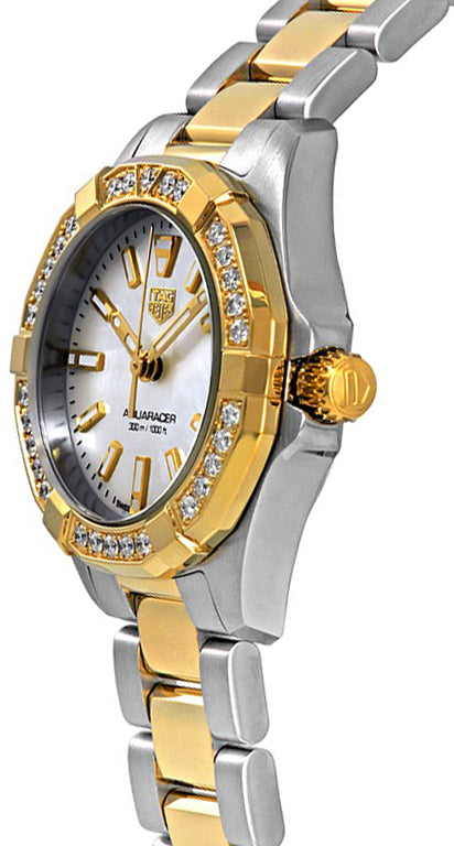 Tag Heuer Aquaracer Diamonds Mother of Pearl Dial Two Tone Steel Strap Watch for Women - WBD1421.BB0321