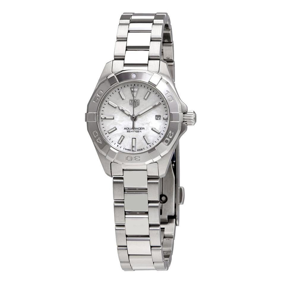 Tag Heuer Aquaracer Quartz Mother of Pearl White Dial Silver Steel Strap Watch for Women - WBD1411.BA0741