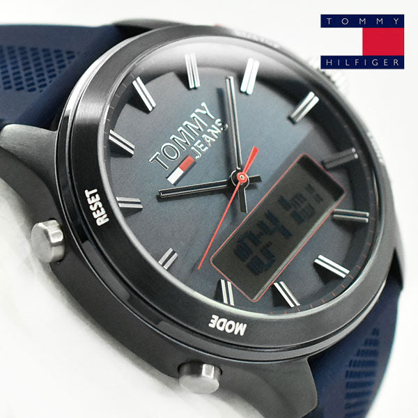 Tommy Hilfiger Digital Blue Dial Blue Rubber Strap Watch For Men - 1791761