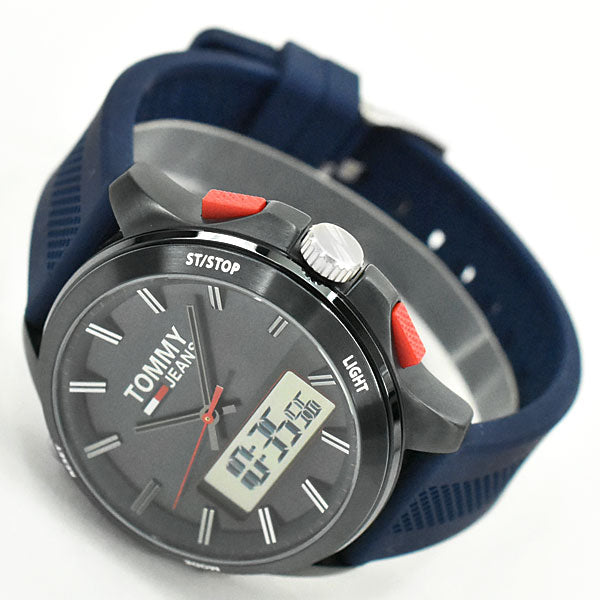 Tommy Hilfiger Digital Blue Dial Blue Rubber Strap Watch For Men - 1791761