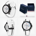 Tommy Hilfiger Aiden Chronograph White Dial White Rubber Strap Watch For Men - 1791862