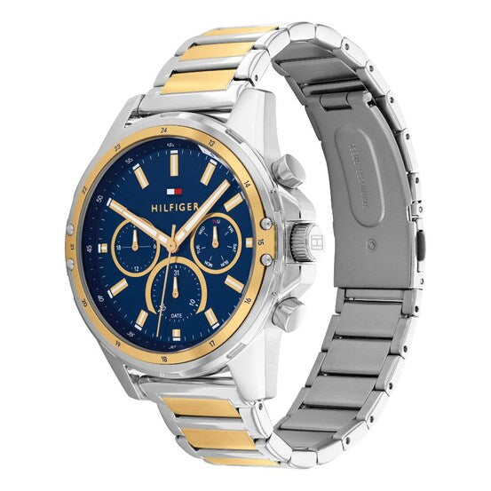 Tommy Hilfiger Mason Chronograph Quartz Blue Dial Two Tone Steel Strap Watch For Men - 1791937