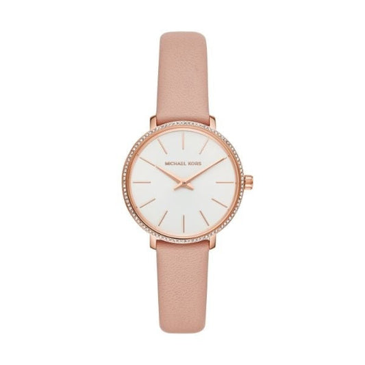 Michael Kors Pyper Analog White Dial Pink Leather Strap Watch For Women - MK2803