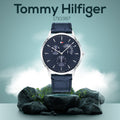 Tommy Hilfiger Brad Chronograph Quartz Blue Dial Blue Leather Strap Watch For Men - 1710387