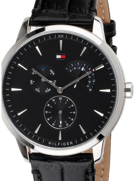 Tommy Hilfiger Brad Chronograph Black Dial Black Leather Strap Watch For Men - 1710391