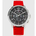 Tommy Hilfiger Luca Chronograph Quartz Grey Dial Red Silicone Strap Watch For Men - 1710490