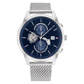 Tommy Hilfiger Weston Chronograph Blue Dial Silver Mesh Bracelet Watch For Men - 1710504