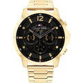 Tommy Hilfiger Baker Chronograph Black Dial Gold Steel Strap Watch for Men - 1710447