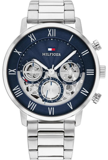 Tommy Hilfiger Legend Chronograph Blue Dial Silver Steel Strap Watch For Men - 1710569