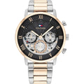 Tommy Hilfiger Legend Chronograph Black Dial Two Tone Steel Strap Watch For Men - 1710570