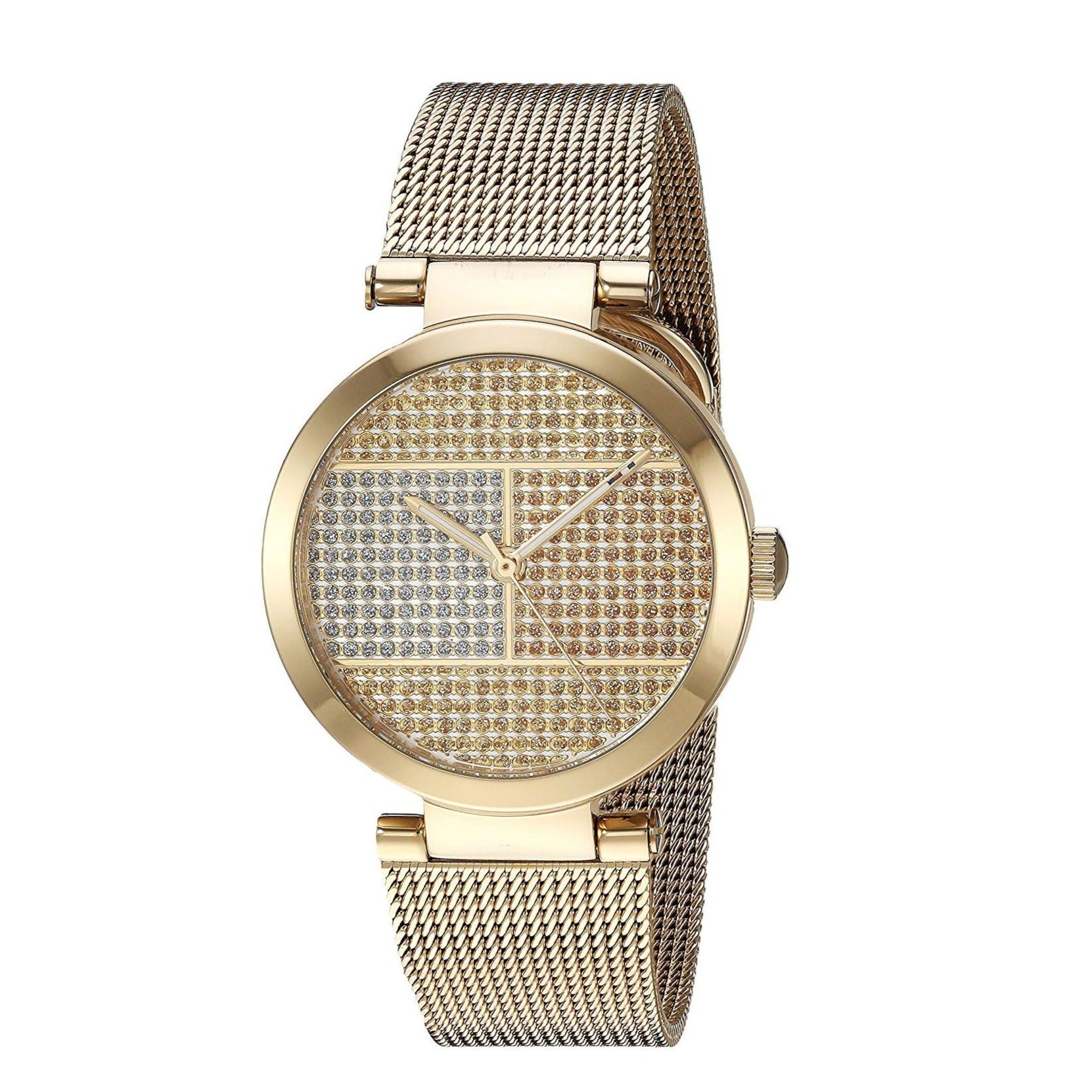 Tommy Hilfiger Lynn Quartz Gold Dial Gold Mesh Bracelet Watch For Women - 1781867