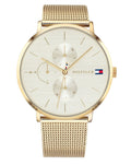 Tommy Hilfiger Jenna Quartz White Dial Gold Mesh Bracelet Watch For Women - 1781943