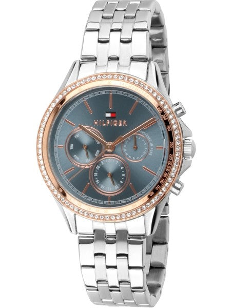 Tommy Hilfiger Ari Diamonds Blue Dial Silver Steel Strap Watch for Women - 1781976