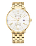 Tommy Hilfiger Jenna Quartz White Dial Gold Steel Strap Watch for Women - 1782069