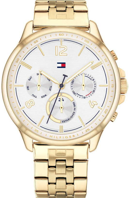 Tommy Hilfiger Harper Chronograph White Dial Gold Steel Strap Watch For Women - 1782223