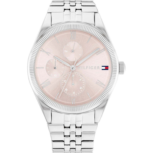 Tommy Hilfiger Monica Multifunction Chronograph Pink Dial Silver Steel Strap Watch For Women - 1782590