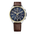 Tommy Hilfiger Dean Multifunctional Blue Dial Brown Leather Strap Watch for Men - 1791275