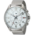 Tommy Hilfiger Dean Chronograph White Dial Silver Mesh Bracelet Watch for Men - 1791277