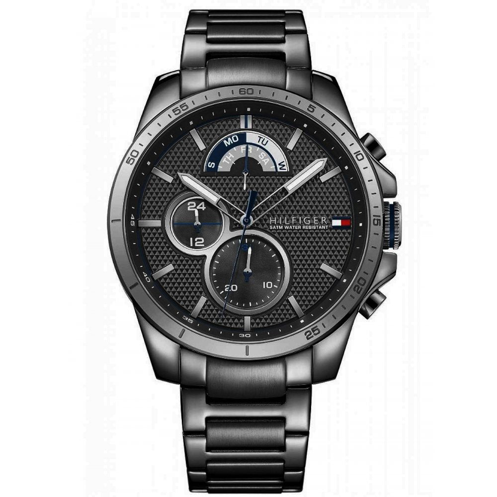 Tommy Hilfiger Decker Quartz Black Dial Black Steel Strap Watch for Men - 1791347