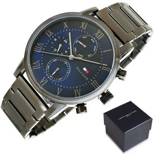 Tommy Hilfiger Kane Quartz Blue Dial Black Steel Strap Watch for Men - 1791456