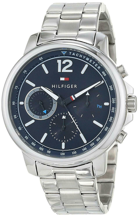 Tommy Hilfiger London Chronograph Quartz Blue Dial Silver Steel Strap Watch for Men - 1791534