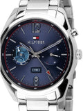 Tommy Hilfiger Deacan Blue Dial Silver Steel Strap Watch for Men - 1791551