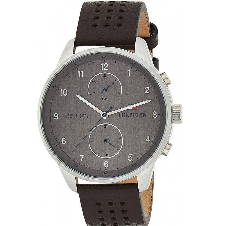 Tommy Hilfiger Chase Quartz Brown Dial Brown Leather Strap Watch for Men - 1791579