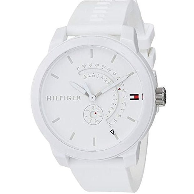 Tommy Hilfiger Denim Analog White Dial White Rubber Strap Watch for Men - 1791481