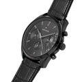 Tommy Hilfiger Baker Chronograph Black Dial Black Leather Strap Watch For Men  - 1710452