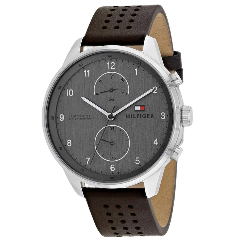 Tommy Hilfiger Chase Quartz Brown Dial Brown Leather Strap Watch for Men - 1791579