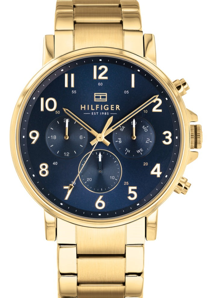 Tommy Hilfiger Daniel Blue Dial Gold Steel Strap Watch for Men - 1710384