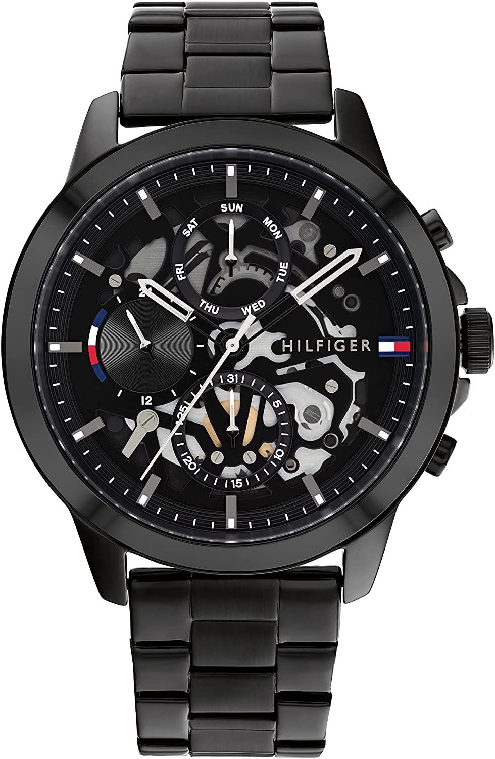 Tommy Hilfiger Henry Chronograph Black Dial Black Steel Strap Watch For Men - 1710478