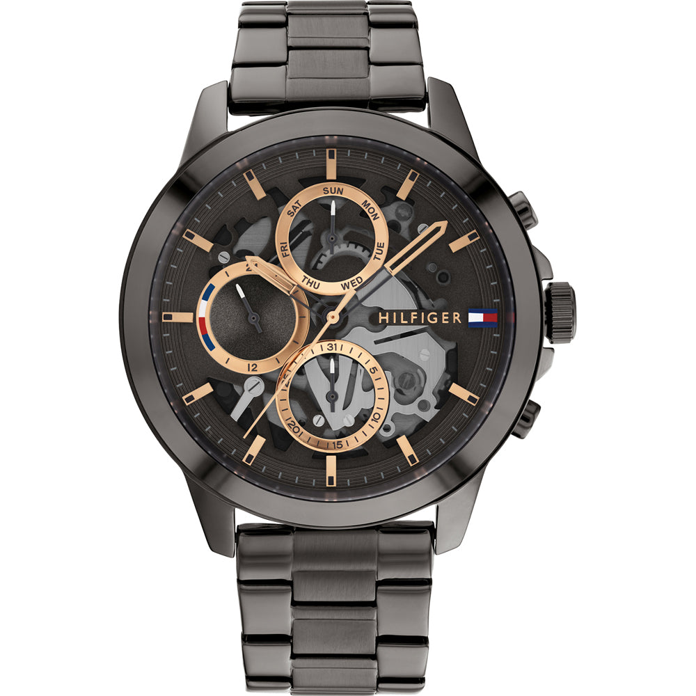 Tommy Hilfiger Henry Chronograph Grey Dial Grey Steel Strap Watch For Men - 1710479