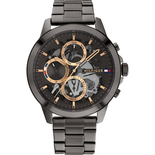 Tommy Hilfiger Henry Chronograph Grey Dial Grey Steel Strap Watch For Men - 1710479