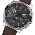 Tommy Hilfiger Decker Grey Dial Brown Leather Strap Watch for Men - 1791562