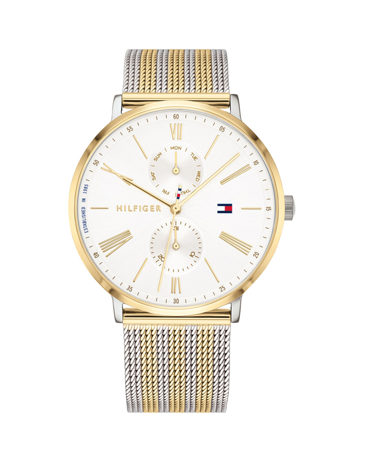 Tommy Hilfiger Jenna Quartz White Dial Two Tone Mesh Bracelet Watch for Women  - 1782074