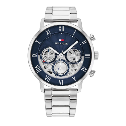 Tommy Hilfiger Legend Chronograph Blue Dial Silver Steel Strap Watch For Men - 1710569