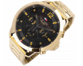 Tommy Hilfiger Luca Chronograph Black Dial Gold Steel Strap Watch For Men - 1710511