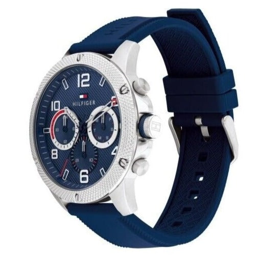 Tommy Hilfiger Blaze Chronograph Blue Dial Blue Rubber Strap Watch For Men - 1792027